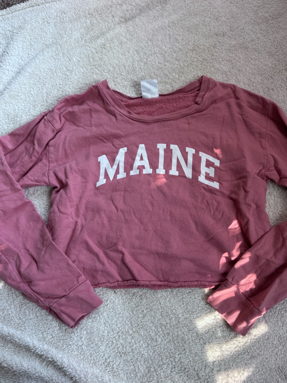 Stadium Athletics Mauve Pink 'MAINE' Cropped Crewneck Sweatshirt
